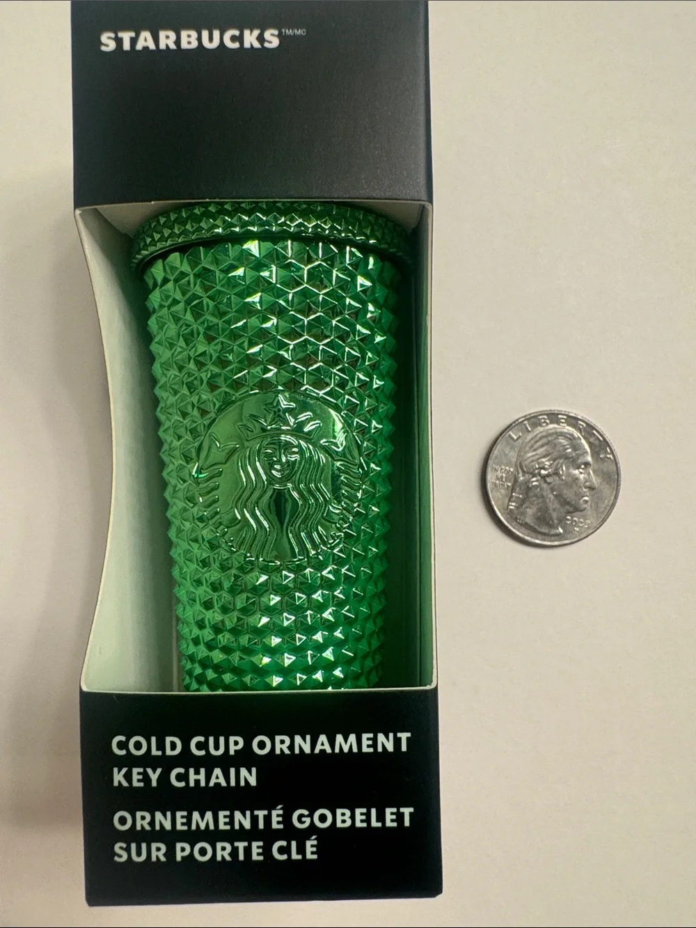 Starbucks Cold Cup Bling Ornament Keychain Metallic Lime Green NIB